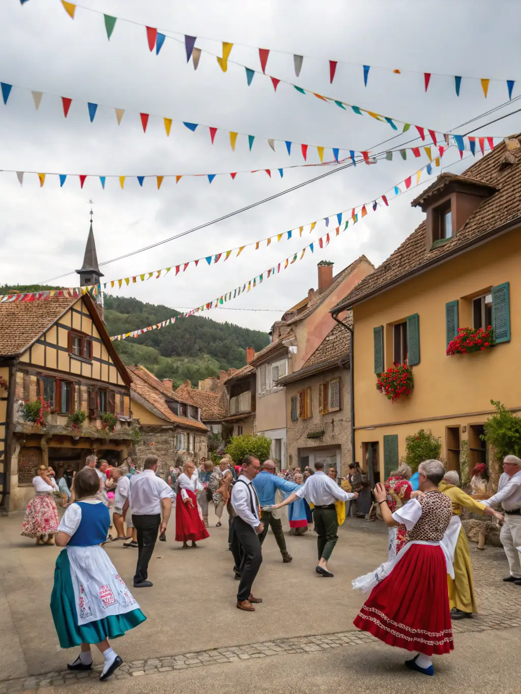 A photo of a community event celebrating local traditions and crafts, supported by SMBS REMPART BOURGOGNE FRANCHE-COMTE to promote regional cultural identity.